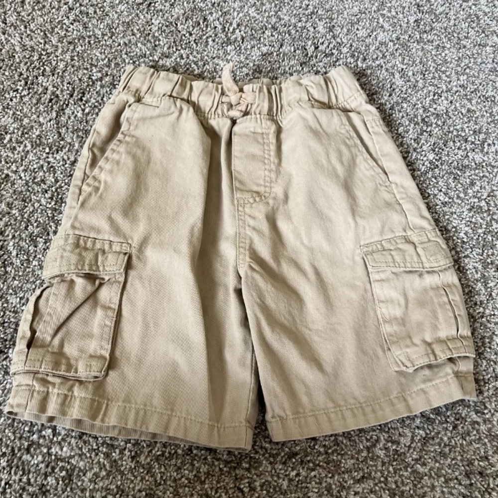 Ben Sherman Boys Shorts Sz 8 Khaki Ribbed Knit Waistband Drawstring Waist